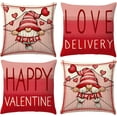 thumbnail image 1 of Valentines Day Pillow Covers 18x18 Set of 4 Valentine Gnomes Linen Cushion Decorative Throw Pillow Covers Sofa Couch Anniversary Wedding Valentine Home Decor, 1 of 6