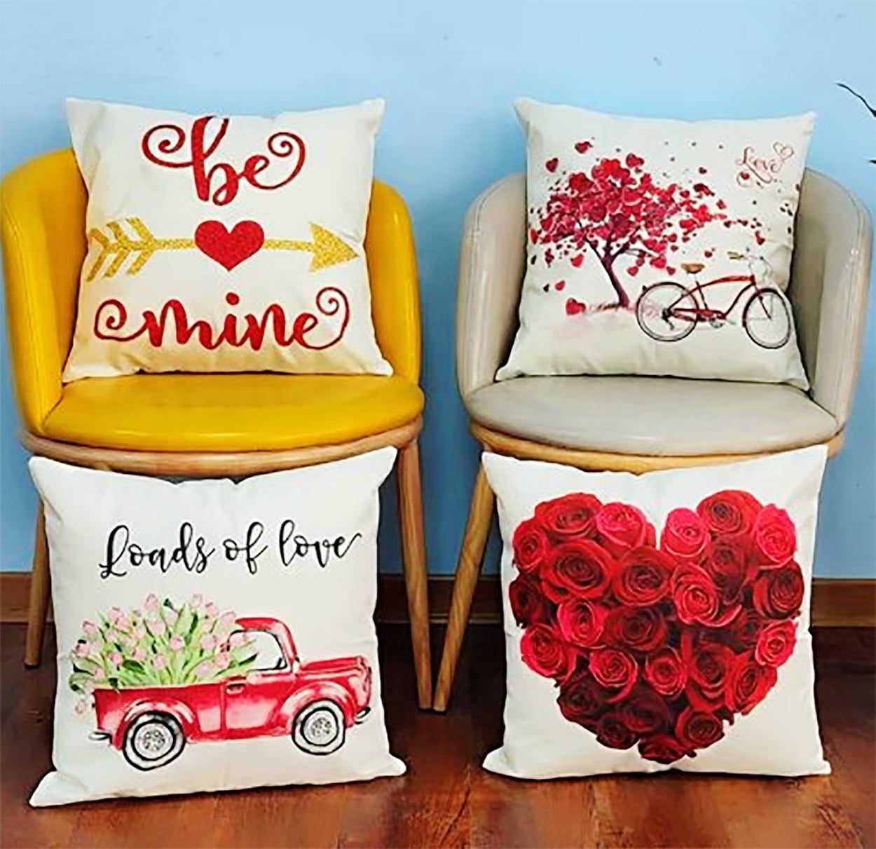 Valentines Candy Mini Pillow Set, 8x8 Pillow Covers