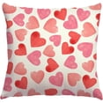 thumbnail image 1 of Valentines Day Pillow Covers 18x18 inch Watercolor Pink Hearts Valentines Day Throw Pillows Anniversary Wedding Cushion Case Valentines Day Decorations for Sofa Couch, 1 of 6