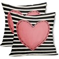 thumbnail image 1 of Valentines Day Pillow Covers 20X20 Inch Black White Stripes Pink Heart Decorative Square Pillow Cases Valentine''s Day Linen Throw Pillows Set of 2 Home Decor for Sofa Porch Couch Outdoor, 1 of 6