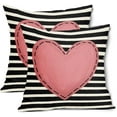 thumbnail image 1 of Valentines Day Pillow Covers 20X20 Inch Black White Stripes Pink Heart Decorative Square Pillow Cases Valentine''s Day Linen Throw Pillows Set of 2 Home Decor for Sofa Porch Couch Outdoor, 1 of 6