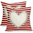 thumbnail image 1 of Valentines Day Pillow Covers 20X20 Inch Red White Stripes White Heart Decorative Square Pillow Cases Valentine''s Day Linen Throw Pillows Set of 2 Home Decor for Sofa Porch Couch Outdoor, 1 of 6