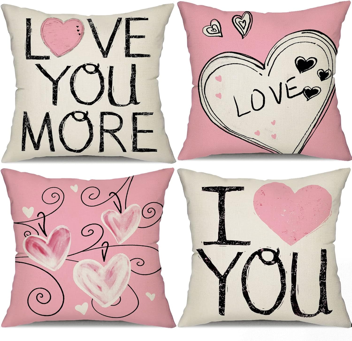 Valentines Day Pillow Covers 20x20 Red Heart Love You Pillowcase for