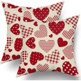 thumbnail image 1 of Valentines Day Pillow Covers 20x20 Set of 2 Buffalo Plaid Polka Dot Stripes Red Love Heart Print Decorative Throw Pillows Rustic Valentine Themed Pillow Cases Decor for Couch Sofa Bed, 1 of 1