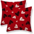 thumbnail image 1 of Valentines Day Pillow Covers 20x20 Set of 2, Red Black Love Heart Valentines Decorations Throw Pillow Covers Outdoor Valentine Day Holiday Farmhouse Cushion Case for Home Couch Sofa, 1 of 6