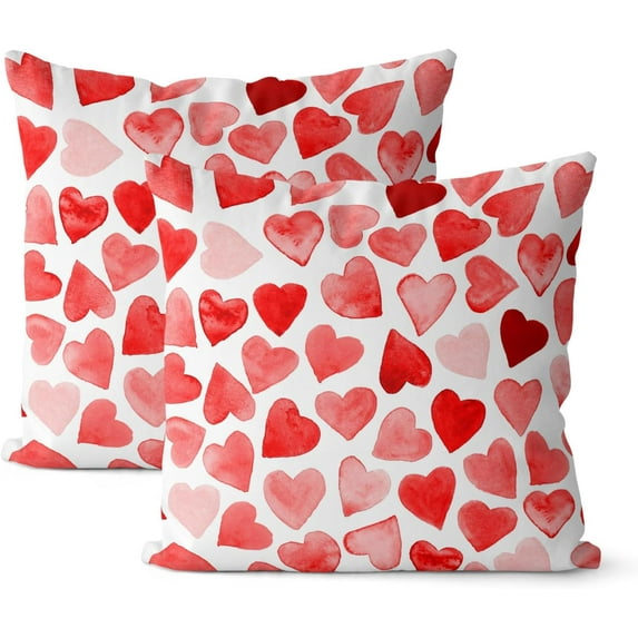 Valentines Day Pillow Covers 20x20 Set of 2 Red Love Heart Decorative Valentines Throw Pillows Mother''s Day Anniversary Decor Pillowcase Valentines Decor Outdoor Cushion Case for Sofa Couch
