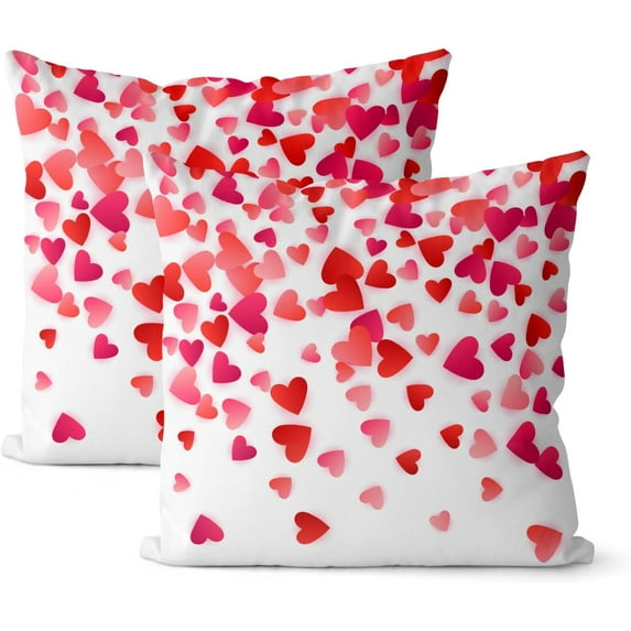 Valentines Day Pillow Covers 20x20 Set of 2 Red Pink Love Heart Decorative Valentine''s Day Throw Pillows Mother''s Day Anniversary Decor Pillowcase Square Outdoor Cushion Case for Sofa Couch