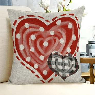 Valentines Day Pillow Covers 24x24 Inch Red Grey Romantic Sweet Love Heart Polka Dot Striped Throw Pillows Decor Cushion Case for Valentine’s Day Mother’s Day Anniversary