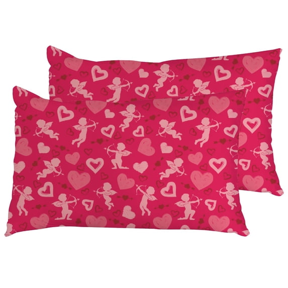 Valentines Day Pillow Covers Set of 2, Love Cupids, Amours, Hearts Throw Pillowcase Cushion Case Farmhouse Sofa Home Decorations Wedding Anniversary Decor