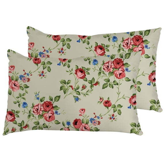 Valentines Day Pillow Covers Set of 2, Red And Blue Small Flower Pillow Cases for Couch Sofa Living Room Outdoor Hello Valentines Day Home Decorations