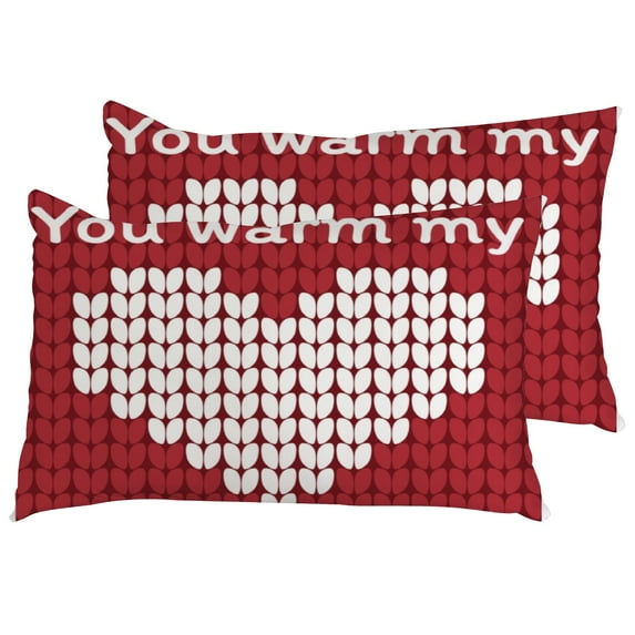 Valentines Day Pillow Covers Set of 2, Love Hearts Throw Pillowcase Cushion Case Farmhouse Sofa Home Decorations Wedding Anniversary Decor