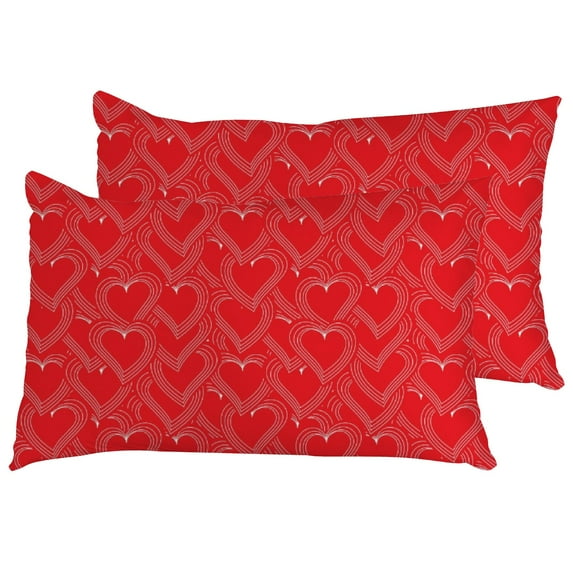 Valentines Day Pillow Covers Set of 2, Red Hearts Love Pillow Cases for Couch Sofa Living Room Outdoor Hello Valentines Day Home Decorations