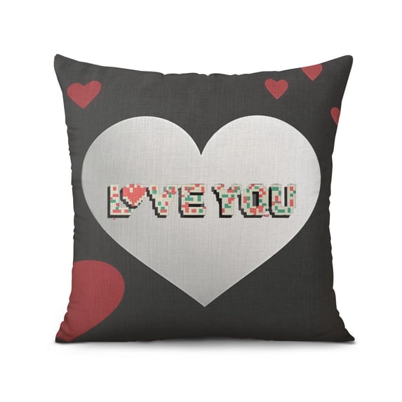 Valentines Day Pillowcases Black Red Hearts Love Farmhouse Decorative Throw Pillow Covers 18 X 18 Inch, Set Of 4, Linen Study Sofa Cushion Cover Indoor Living Room Home Decor(double-side)