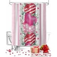 thumbnail image 1 of Valentines Day Pink Shower Curtains for Bathroom Heart Fabric Shower Curtain with Hooks, Eucalyptus Leaves Shower Curtain Set, Romantic Bathroom Curtains Decoration, Waterproof Polyester, 72"x84" Long, 1 of 5