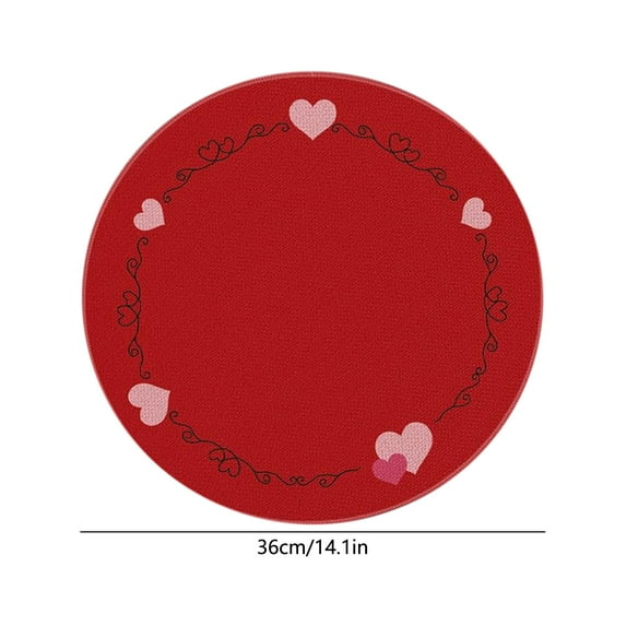 Valentines Day Placemats, Heart Shaped Placemat, Round Anniversary Wedding Table Decoration, Multicolor Linen Heat Resistant Durable Easy Care
