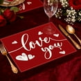 thumbnail image 1 of Valentines Day Placemats, Insulated Placemats, Heart Print Linen Table Mats for Holiday Party, Durable Linen Fabric with Reinforced Edging and Heat Resistant Design, 1 of 7