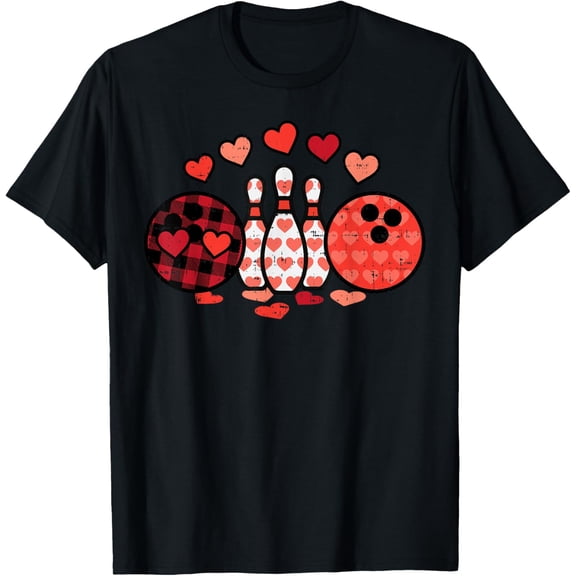 Valentines Day Plaid Bowling Valentine Sports Men Women T-Shirt TShirt