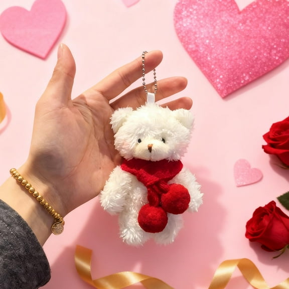 Valentines Day Plush Bear Ornaments,Small Soft Valentine Stuffed Animals Cute Plush Bears Romantic Gift,Cute Plush Bears Romantic Gift for Valentines Day Birthday Wedding Anniversary Decoration