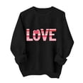 thumbnail image 1 of Valentines Day Pullover Sweatshirts Women Cute Heart Funny Valentine Sweater Tops Casual Long Sleeve Shirts, L Black, 1 of 6