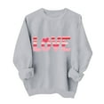 thumbnail image 1 of Valentines Day Pullover Sweatshirts Women Cute Heart Funny Valentine Sweater Tops Casual Long Sleeve Shirts, M Gray, 1 of 6