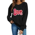 thumbnail image 1 of Valentines Day Pullover Sweatshirts Women Cute Heart Funny Valentine Sweater Tops Casual Long Sleeve Shirts, S Black, 1 of 6