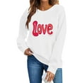 thumbnail image 1 of Valentines Day Pullover Sweatshirts Women Cute Heart Funny Valentine Sweater Tops Casual Long Sleeve Shirts, XL White, 1 of 6