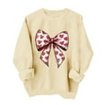 thumbnail image 1 of Valentines Day Pullover Sweatshirts Women Cute Heart Graphic Valentine Sweater Tops Casual Funny Long Sleeve Shirts, S Beige, 1 of 6