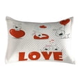 thumbnail image 1 of Valentines Day Quilted Pillowcover, Puppy Love Hearts and Dogs His Hers Heart Balloon Romantic Print, Standard King Size Accent Pillow Cover for Bedroom, 36" x 20", Red White, by Ambesonne, 1 of 1