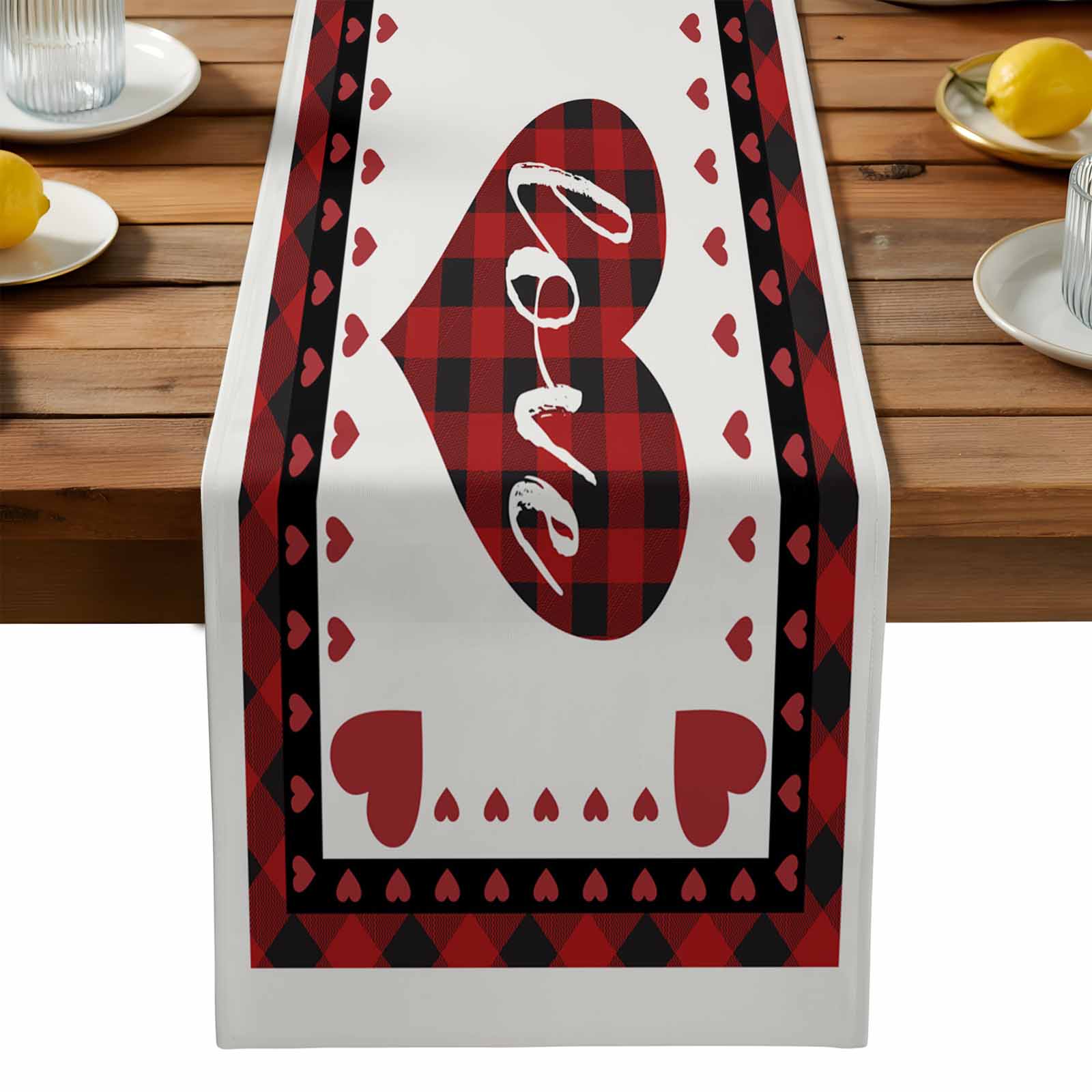 Valentines Day Red and Black Buffalo Check Plaid Love Table Runner ...