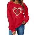 thumbnail image 1 of Valentines Day Red Shirt for Women Valentine's Day Printed Long Sleeve Sweatshirt Comfy Crewneck Vacation Tee, S, 1 of 6