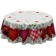 thumbnail image 1 of Valentines Day Romantic Plaid Love Hearts Eucalyptus Leaves Tablecloth Cloth Round Washable Table Covers for Indoor Outdoor Dining Table Home Party Decorations 60x60 Inch, 1 of 6