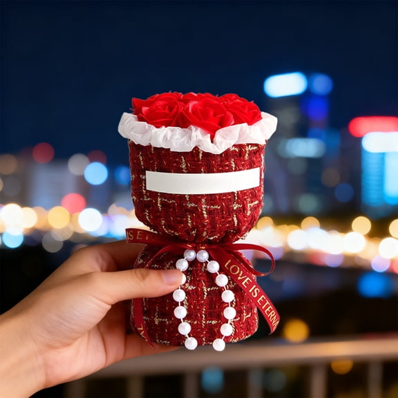 Valentines Day Rose Gift Mini Flower Box Arrangement, Artificial Rose Simulation Flowers Bouquet For Girlfriend Birthday Wedding Home Decor