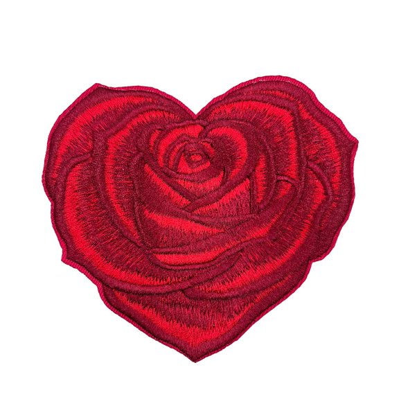 Valentines Day Rose Heart Iron On Patch 4.5 Inch Cotton Fabric
