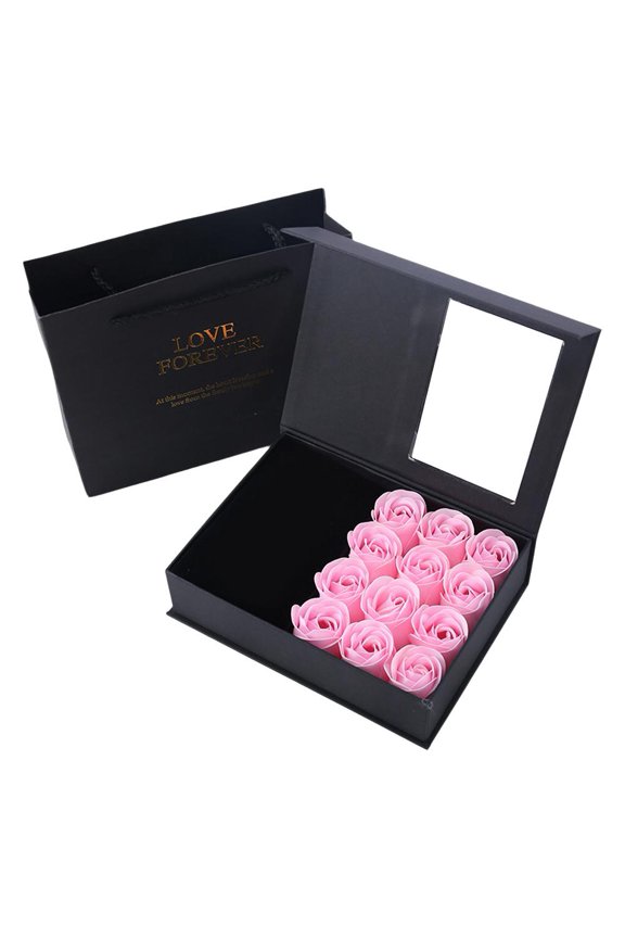 Valentines Day Rose Jewelry Box Preserved Flower Roses Box,Ringbox with 12pcs Soap Eternal Rose Necklaces Boxes,Romantic Gift Boxes for Mom Her Valentines Day Wedding Party Supply
