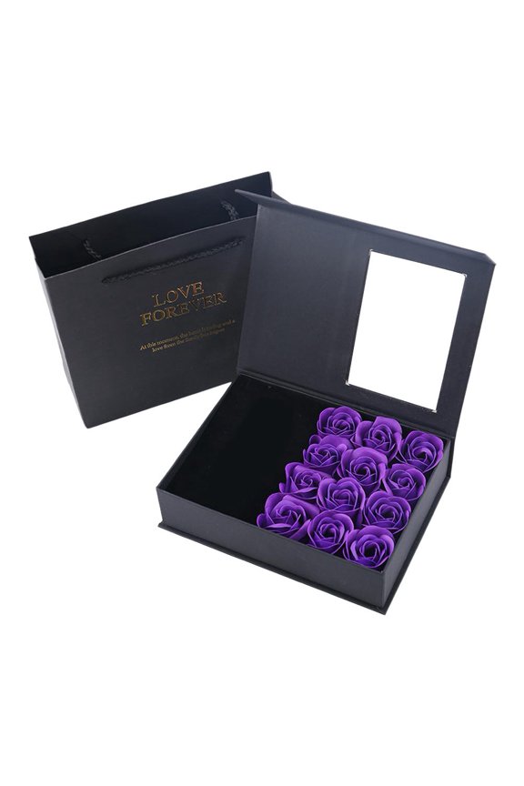 Valentines Day Rose Jewelry Box Preserved Flower Roses Box,Ringbox with 12pcs Soap Eternal Rose Necklaces Boxes,Romantic Gift Boxes for Mom Her Valentines Day Wedding Party Supply