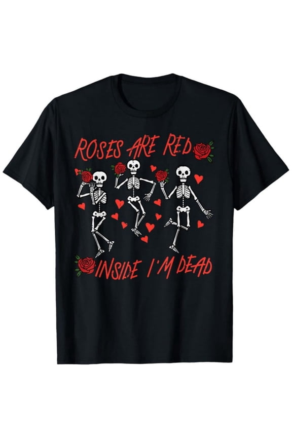 Valentines Day Roses Are Red Inside Dead Skeleton Men T-Shirt, Valentine Gift for Men, 180gsm, 100% Cotton