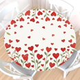 thumbnail image 1 of Valentines Day Round Fitted Tablecloth with Elastic Edge,Water-Resistant Wipeable Valentine''s Day Red Heart Floral Green Leaf Table Cover for 48-52" Stretch Table Cloth for Dinner Indoor Outdoor, 1 of 8