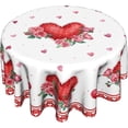 thumbnail image 1 of Valentines Day Round Tablecloth 60 Inch, Red Pink Hearts Rose Flower Circular Table Cloth with Check Plaid, Love Watercolor Romantic Table Cover for Kitchen Dining Anniversary Decor, 1 of 6