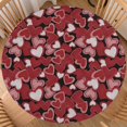 thumbnail image 1 of Valentines Day Round Tablecloth Fitted Best for 36"-40" Red Pink Heart Table Cloth Elastic Edge Water-Resistant Washable Black Love Table Cover for Happy Party Picnic Outdoor Indoor Decor, 1 of 4