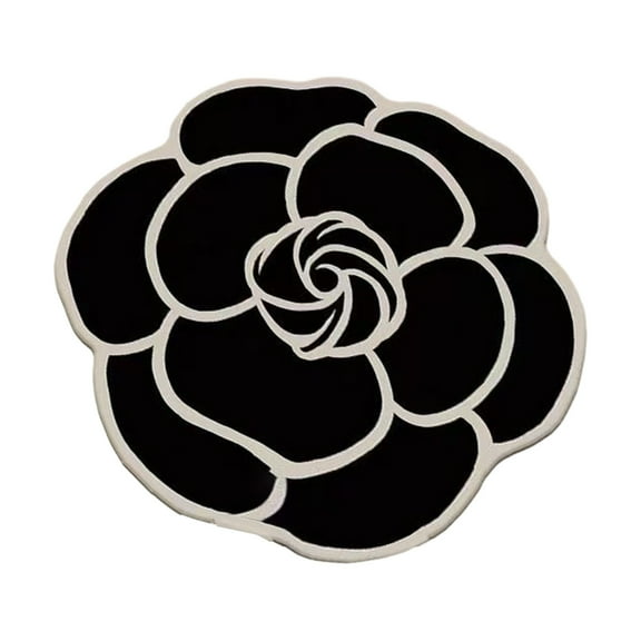 Valentines Day Rug Bathroom Carpet Absorbent Mat Non-Slip Design Black Color Flower Pattern Diatom Mud Backing for Home Decoration Holiday Party Floor Protection