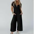 thumbnail image 1 of Valentines Day SEMPAI Women'S Solid Color Short-Sleeved Casual Wide-Leg Jumpsuit With Button Pockets Up to 65% off, 1 of 7