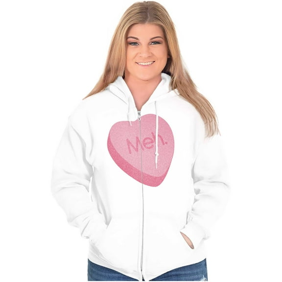 Valentines Day Sarcastic Candy Heart Womens Plus Size Graphic Zipper Hoodie Brisco Brands 4X