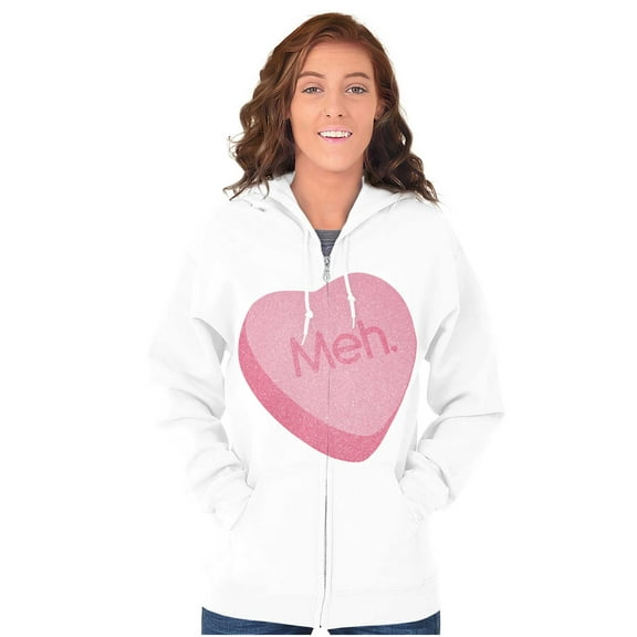 Valentines Day Sarcastic Candy Heart Womens Plus Size Graphic Zipper Hoodie Brisco Brands 5X