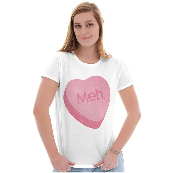 Valentines Day Sarcastic Candy Heart Womens Slim Fit Graphic Tee Brisco Brands M