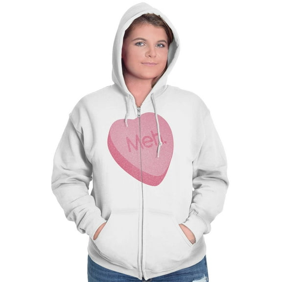 Valentines Day Sarcastic Candy Heart Zip Hoodie Sweatshirt Women Brisco Brands L
