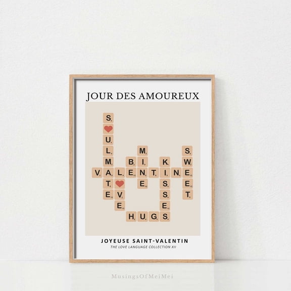 Valentines Day Scrabble Tile Trendy Romantic Wall Decoration, Stretched Canvas 8x10in