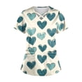 thumbnail image 1 of Valentines Day Scrub Tops for Women Casual Criss Cross V Neck Cute Love Heart Printed Scrubs Hoilday Short Sleeve Scrub Shirts Nursing Uniform Medical Nurse Workwear with Pockets Turquoise L, 1 of 4