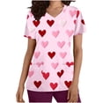 thumbnail image 1 of Valentines Day Scrub Tops Women, Heart Blouses for Women, Short Sleeve V Neck Shirts Women's Valentine's Day Printed Blouse with Pockets Nurse Tops Short Sleeved V-Neck Tops Shirt, 1 of 5