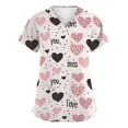 thumbnail image 1 of Valentines Day Scrub Tops Women Plus Size Casual V Neck Cute Love Hearts Graphic Scrub Shirts Hoilday Short Sleeve Scrubs Medical Nurse Workwear Nursing Uniform with Pockets White 5XL, 1 of 5