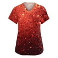 thumbnail image 1 of Valentines Day Scrub Tops for Women Plus Size Loose V Neck Cute Valentine Love Printed Scrubs Hoilday Short Sleeve Scrub Shirts Medical Nurse Workwear Nursing Uniform with Pockets Red M, 1 of 5